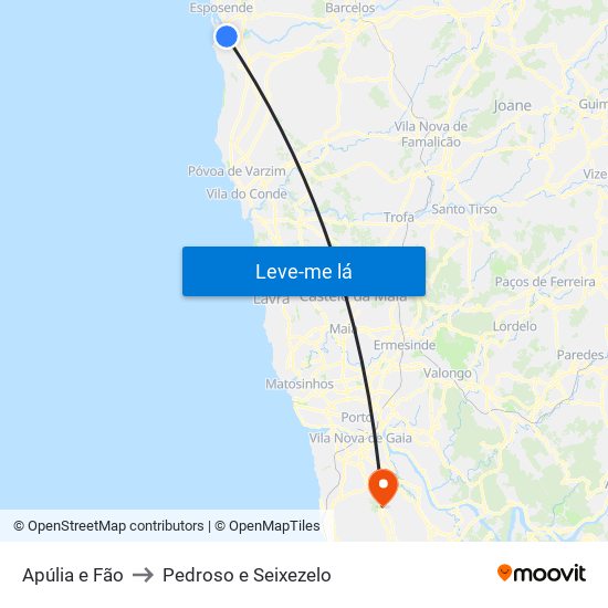Apúlia e Fão to Pedroso e Seixezelo map