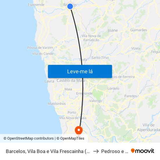 Barcelos, Vila Boa e Vila Frescainha (São Martinho e São Pedro) to Pedroso e Seixezelo map