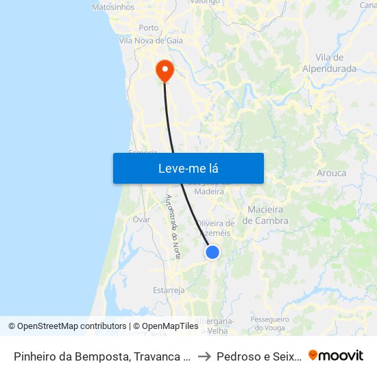 Pinheiro da Bemposta, Travanca e Palmaz to Pedroso e Seixezelo map