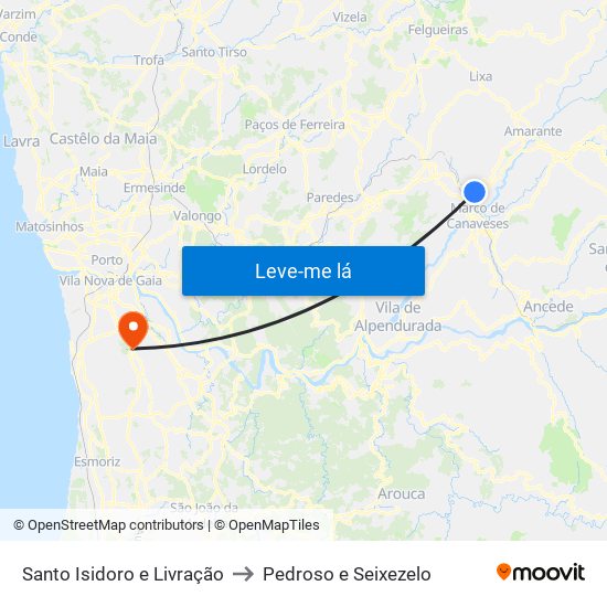 Santo Isidoro e Livração to Pedroso e Seixezelo map
