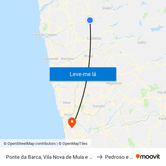 Ponte da Barca, Vila Nova de Muía e Paço Vedro de Magalhães to Pedroso e Seixezelo map