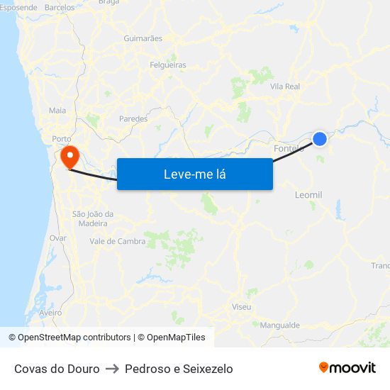 Covas do Douro to Pedroso e Seixezelo map