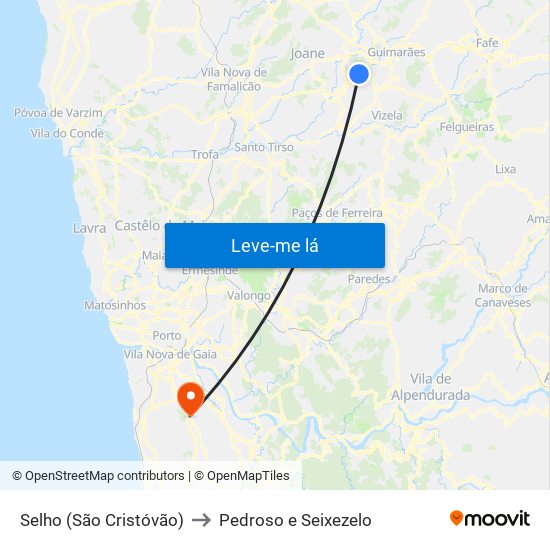 Selho (São Cristóvão) to Pedroso e Seixezelo map