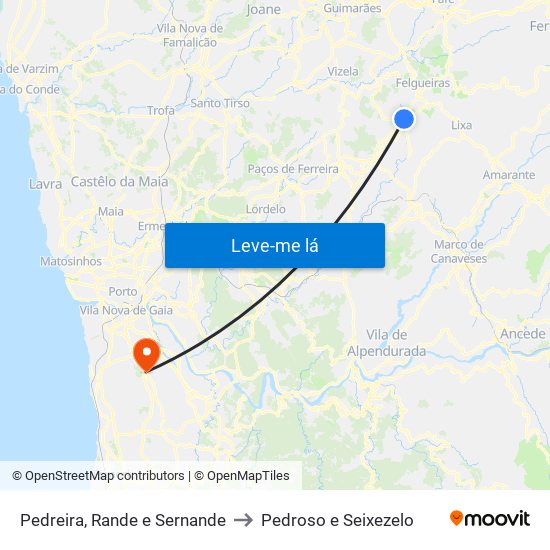 Pedreira, Rande e Sernande to Pedroso e Seixezelo map