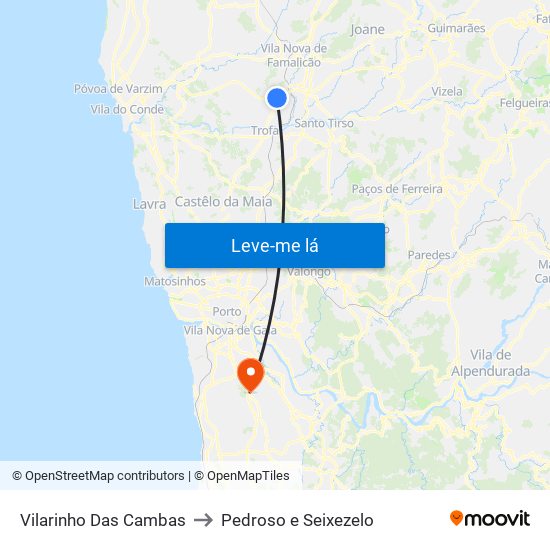 Vilarinho Das Cambas to Pedroso e Seixezelo map