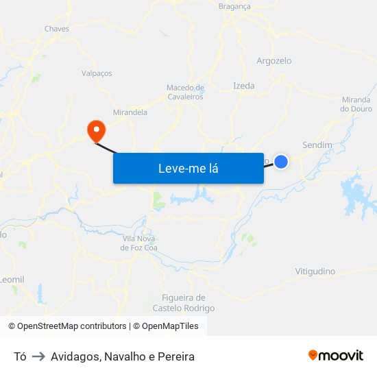 Tó to Avidagos, Navalho e Pereira map