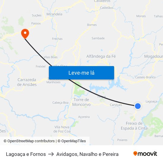 Lagoaça e Fornos to Avidagos, Navalho e Pereira map