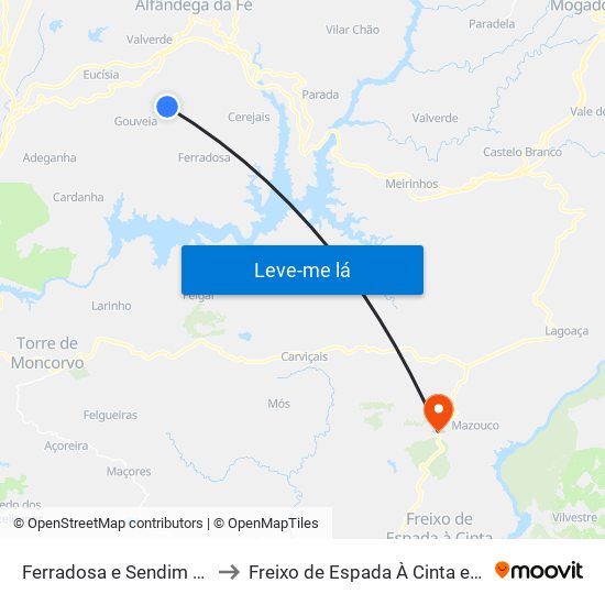 Ferradosa e Sendim da Serra to Freixo de Espada À Cinta e Mazouco map