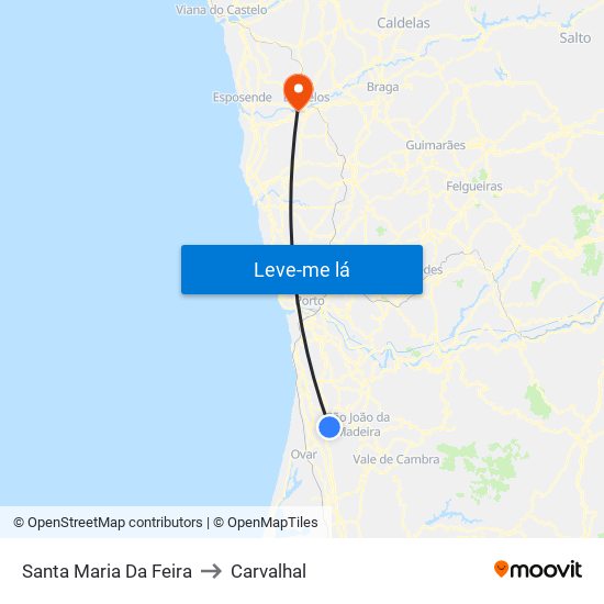 Santa Maria Da Feira to Carvalhal map