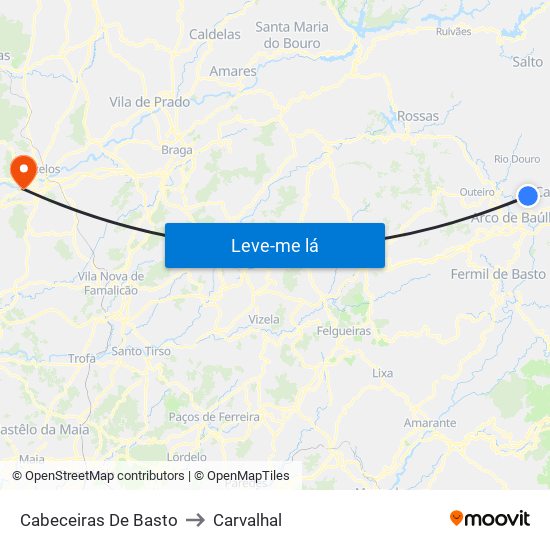 Cabeceiras De Basto to Carvalhal map