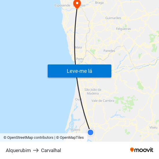 Alquerubim to Carvalhal map
