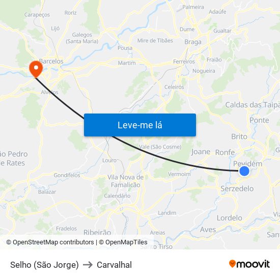 Selho (São Jorge) to Carvalhal map