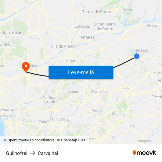 Guilhofrei to Carvalhal map