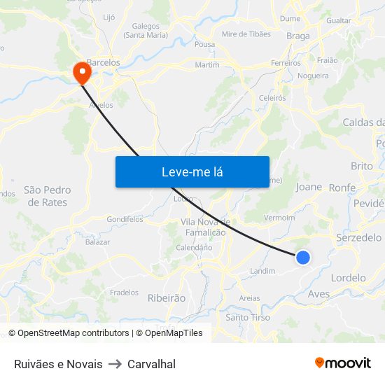 Ruivães e Novais to Carvalhal map