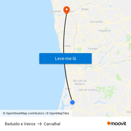 Beduído e Veiros to Carvalhal map