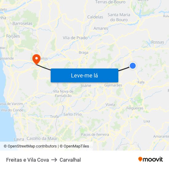 Freitas e Vila Cova to Carvalhal map