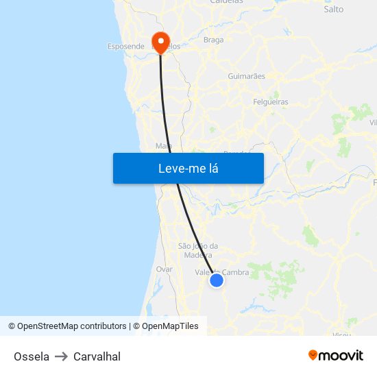 Ossela to Carvalhal map