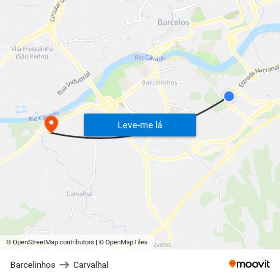 Barcelinhos to Carvalhal map