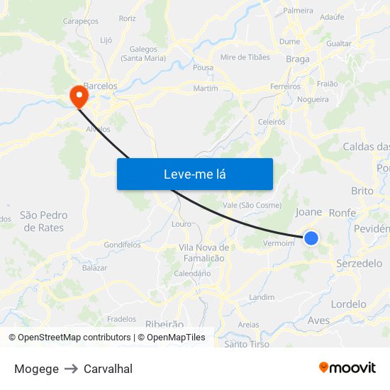 Mogege to Carvalhal map