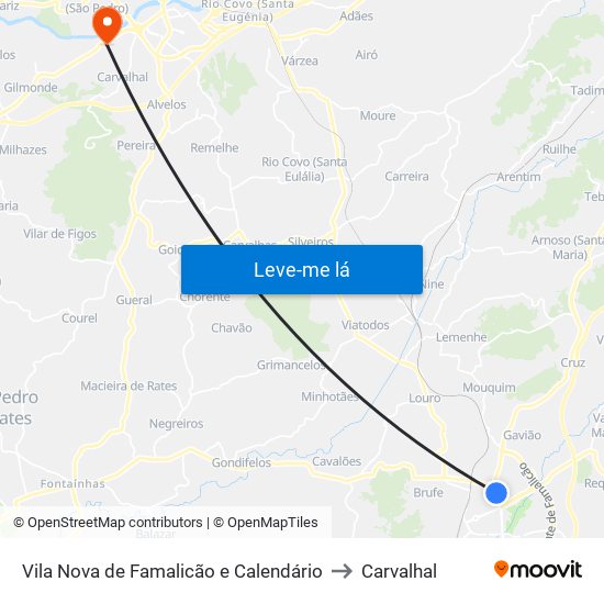 Vila Nova de Famalicão e Calendário to Carvalhal map