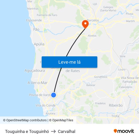 Touguinha e Touguinhó to Carvalhal map