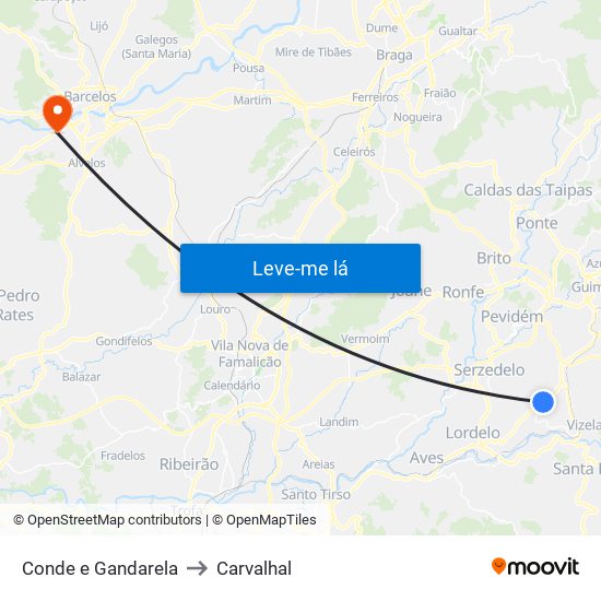 Conde e Gandarela to Carvalhal map