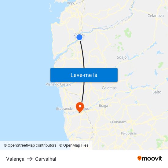 Valença to Carvalhal map