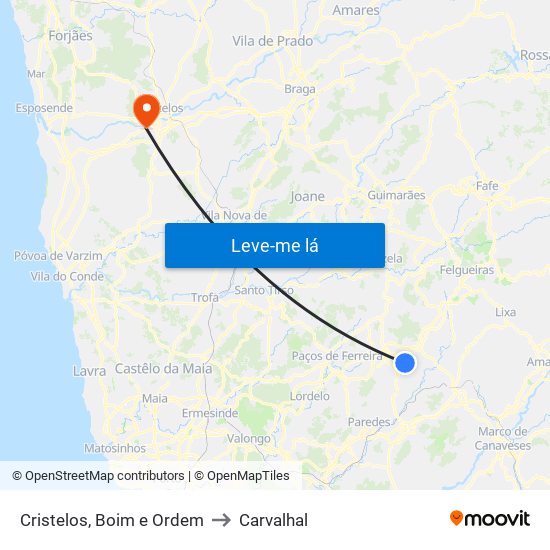 Cristelos, Boim e Ordem to Carvalhal map