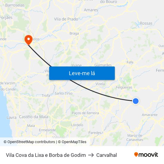 Vila Cova da Lixa e Borba de Godim to Carvalhal map