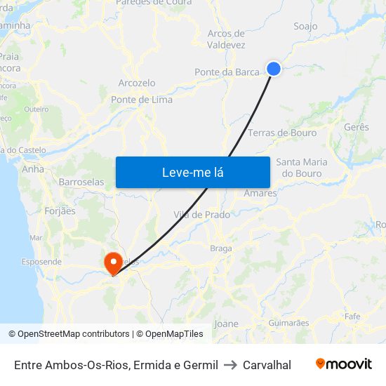 Entre Ambos-Os-Rios, Ermida e Germil to Carvalhal map