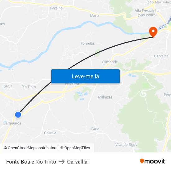 Fonte Boa e Rio Tinto to Carvalhal map