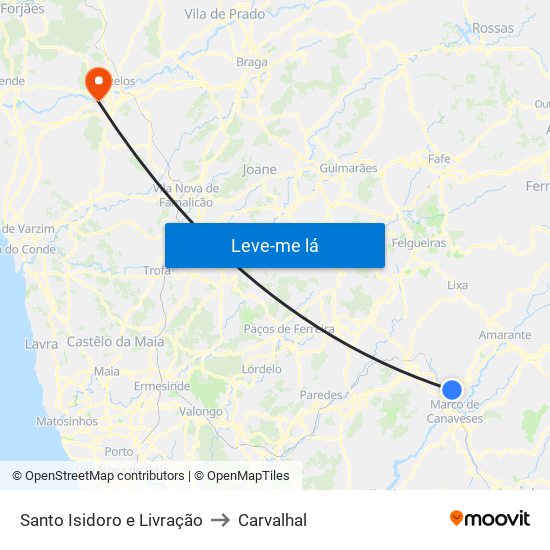 Santo Isidoro e Livração to Carvalhal map