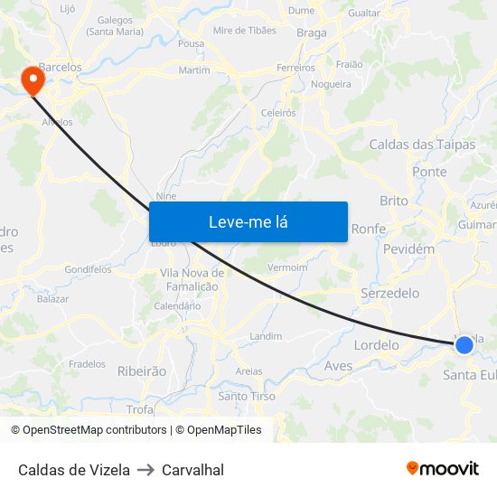 Caldas de Vizela to Carvalhal map