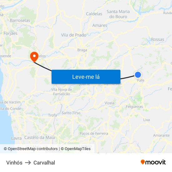 Vinhós to Carvalhal map