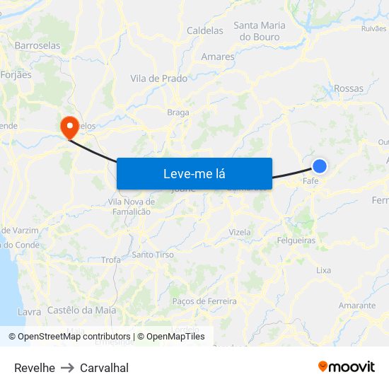Revelhe to Carvalhal map