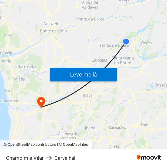Chamoim e Vilar to Carvalhal map