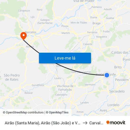 Airão (Santa Maria), Airão (São João) e Vermil to Carvalhal map
