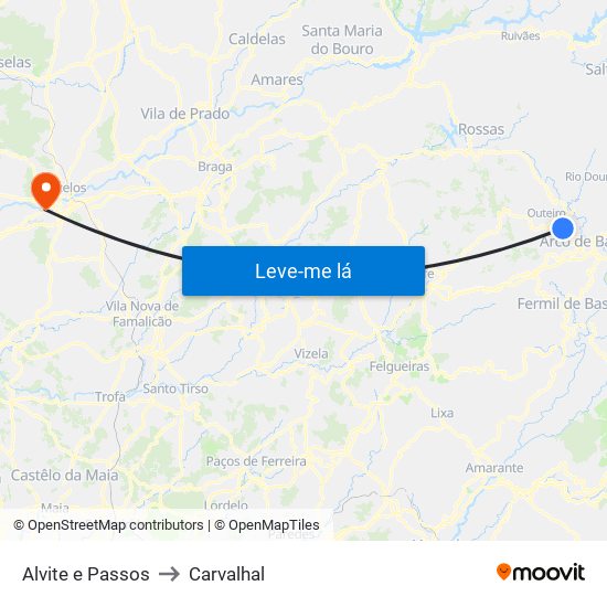 Alvite e Passos to Carvalhal map