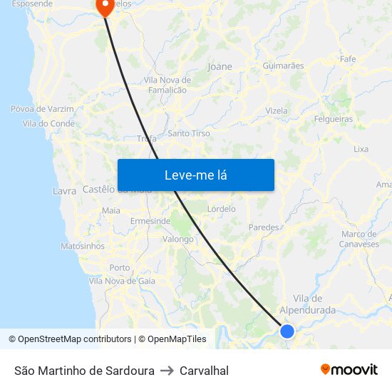 São Martinho de Sardoura to Carvalhal map