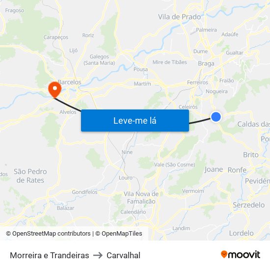 Morreira e Trandeiras to Carvalhal map