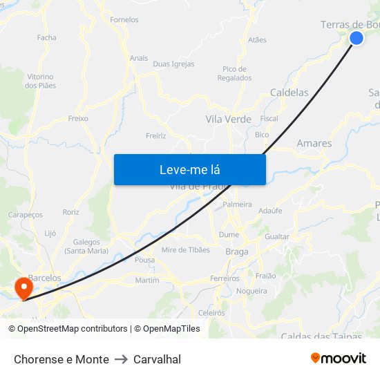 Chorense e Monte to Carvalhal map