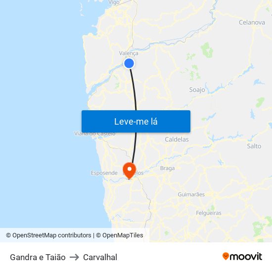 Gandra e Taião to Carvalhal map