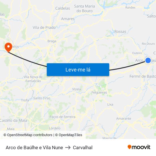 Arco de Baúlhe e Vila Nune to Carvalhal map