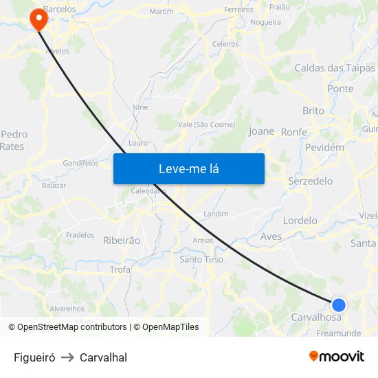 Figueiró to Carvalhal map