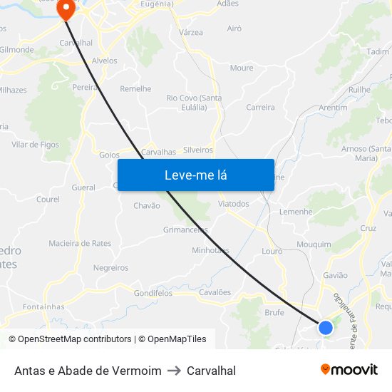 Antas e Abade de Vermoim to Carvalhal map