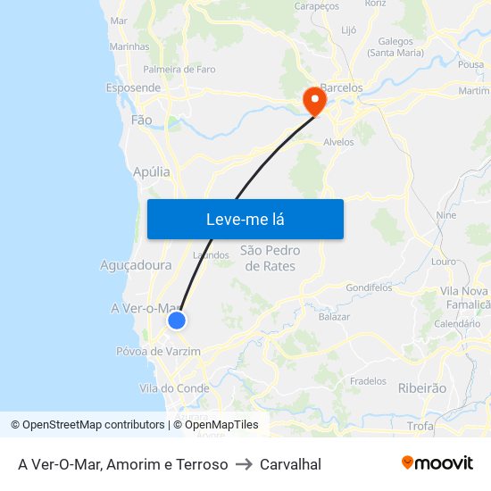 A Ver-O-Mar, Amorim e Terroso to Carvalhal map