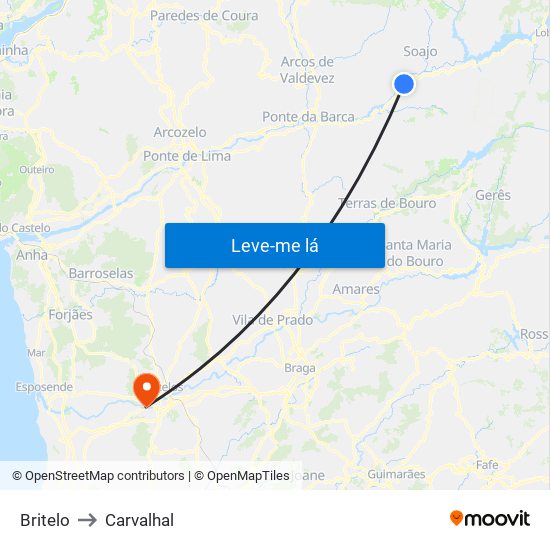 Britelo to Carvalhal map
