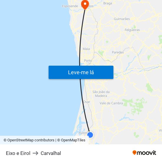 Eixo e Eirol to Carvalhal map