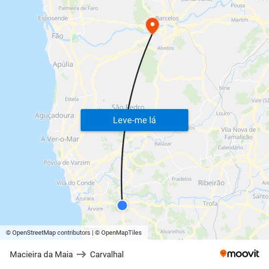 Macieira da Maia to Carvalhal map