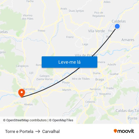 Torre e Portela to Carvalhal map
